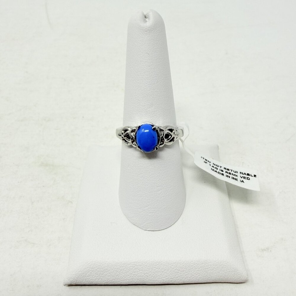 Shop LC Blue Ceruleite Solitaire Oval Size 8 Ring‎ in Stainless Steel 5486
